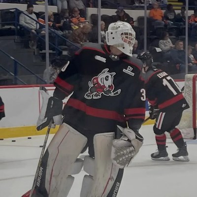 Alex Beaupre in goalie gear for the Niagara IceDogs